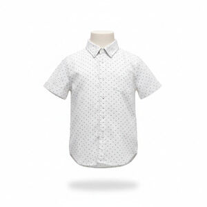 Boy's Short Sleeve Button-Up Shirt Navy Blue Polka Dot ( Size 4 )